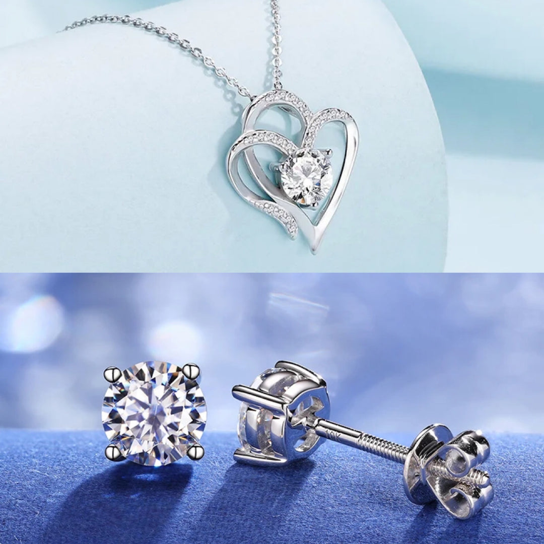 COLLANA DOPPIO CUORE CON ORECCHINI OMAGGIO