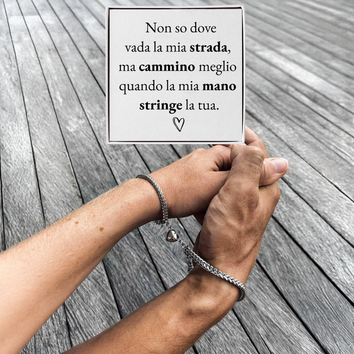 COPPIA DI BRACCIALI "UNIONE DI CUORI" CON DEDICA OMAGGIO