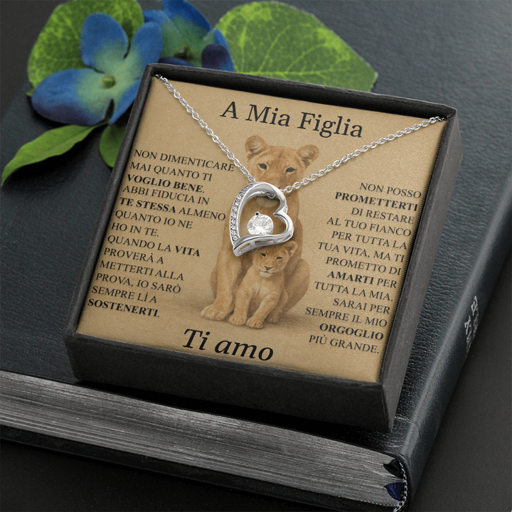 COLLANA CUORE CON DEDICA LEONE